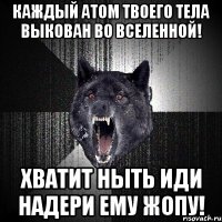 каждый атом твоего тела выкован во вселенной! хватит ныть иди надери ему жопу!