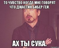 то чувство когда мне говорят что джастин бибер гей. ах ты сука.