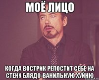 моё лицо когда вострик репостит себе на стену блядо-ванильную хуйню