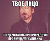 твое лицо когда читаешь про очередную пробку на ул. кулибина