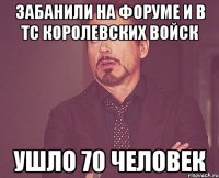 забанили на форуме и в тс королевских войск ушло 70 человек