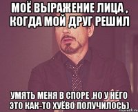 моё выражение лица , когда мой друг решил умять меня в споре ,но у него это как-то хуёво получилось)