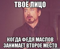 твоё лицо когда федя маслов занимает второе место