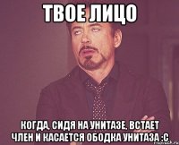 твое лицо когда, сидя на унитазе, встает член и касается ободка унитаза :с