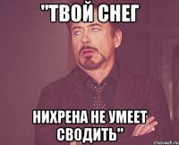 "твой снег нихрена не умеет сводить"