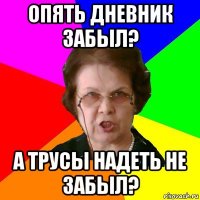 опять дневник забыл? а трусы надеть не забыл?