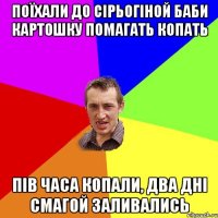 поїхали до сірьогіной баби картошку помагать копать пів часа копали, два дні смагой заливались