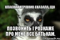 Класний керівник сказала, що позвонить і розкаже про мене все батькам.