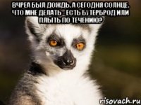 вчреа был дождь. а сегодня солнце. что мне делать - есть бутерброд или плыть по течению? 