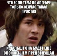 что если тема по алгебре только сейчас такая простая и дальше она будет еще сложнее чем предведущая