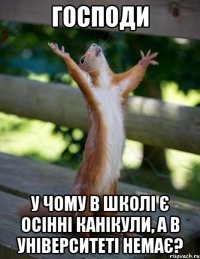 господи у чому в школі є осінні канікули, а в університеті немає?