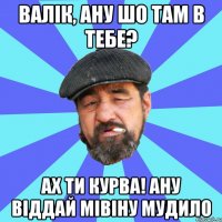 валік, ану шо там в тебе? ах ти курва! ану віддай мівіну мудило