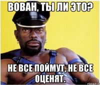 вован, ты ли это? не все поймут, не все оценят.