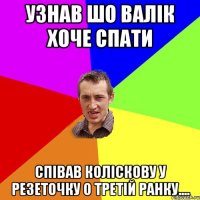 узнав шо валік хоче спати співав коліскову у резеточку о третій ранку....