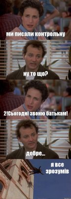 ми писали контрольну ну то що? 2!Сьогодні звоню батькам! добре... я все зрозумів