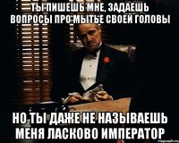 ты пишешь мне, задаешь вопросы про мытье своей головы но ты даже не называешь меня ласково император