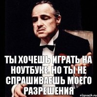 Ты хочешь играть на ноутбуке. Но ты не спрашиваешь моего разрешения