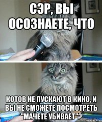 сэр, вы осознаете, что котов не пускают в кино, и вы не сможете посмотреть "мачете убивает"?