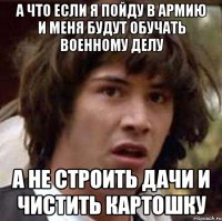 а что если я пойду в армию и меня будут обучать военному делу а не строить дачи и чистить картошку