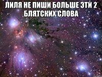 лиля не пиши больше эти 2 блятских слова 