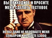 вы приходите, и просите меня сделать тестовое но вы даже не называете меня сеньором и не даёте $3000