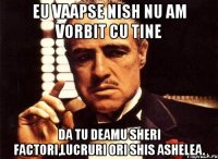 eu vaapse nish nu am vorbit cu tine da tu deamu sheri factori,lucruri ori shis ashelea.