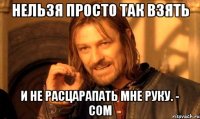 нельзя просто так взять и не расцарапать мне руку. - сом