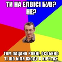 ти на елвісі був? не? там пацани ровні, особино ті шо біля входу в бірєтах