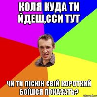 коля куда ти йдеш,сси тут чи ти пісюн свій короткий боїшся показать?