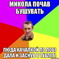 микола почав бушувать люда качалкой по лобі дала й заснув в туалеті