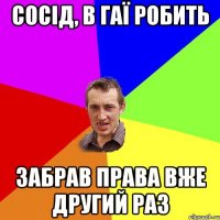 сосід, в гаї робить забрав права вже другий раз