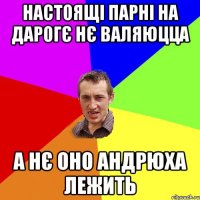 настоящі парні на дарогє нє валяюцца а нє оно андрюха лежить