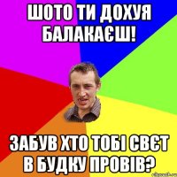 шото ти дохуя балакаєш! забув хто тобі свєт в будку провів?