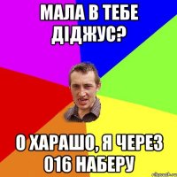 мала в тебе діджус? о харашо, я через 016 наберу