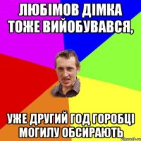 любімов дімка тоже вийобувався, уже другий год горобці могилу обсирають