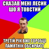 сказав мені лесик шо я товстий третій рік вже горобці памятнік обсирают