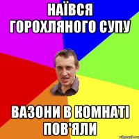 наївся горохляного супу вазони в комнаті пов'яли