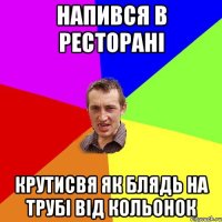 напився в ресторані крутисвя як блядь на трубі від кольонок