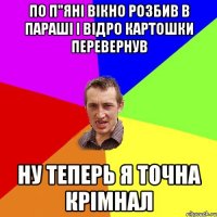 по п"яні вікно розбив в параші і відро картошки перевернув ну теперь я точна крімнал