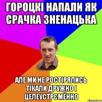 гороцкі напали як срачка зненацька але ми не ростірялись тікали дружно і целеустрємённо