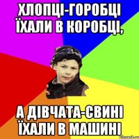 хлопці-горобці їхали в коробці, а дівчата-свині їхали в машині