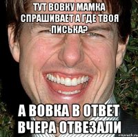 тут вовку мамка спрашивает а где твоя писька? а вовка в ответ вчера отвезали