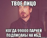 твое лицо когда 99000 парней подписаны на ибд