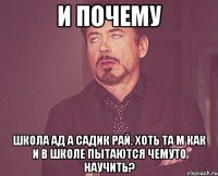 и почему школа ад а садик рай. хоть та м как и в школе пытаются чемуто научить?