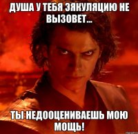 душа у тебя эякуляцию не вызовет... ты недооцениваешь мою мощь!