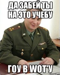 да забей ты на это учебу гоу в wot'у