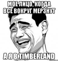 мое лицо, когда все вокруг мерзнут а я в timberland