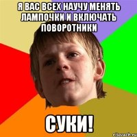 я вас всех научу менять лампочки и включать поворотники суки!