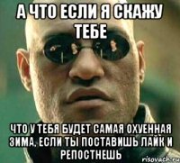 а что если я скажу тебе что у тебя будет самая охуенная зима, если ты поставишь лайк и репостнешь