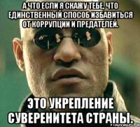 а что если я скажу тебе, что единственный способ избавиться от коррупции и предателей. это укрепление суверенитета страны.